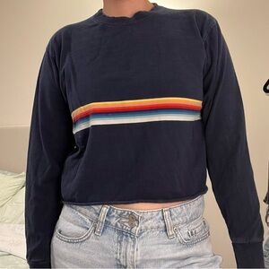 John Galt Dark Blue Sweater with Multicolor Stripe